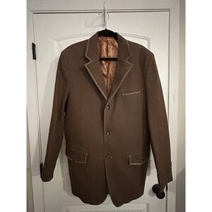 Vintage Falcone 44L Brown Western Sports‎ Coat Superlative 150s Paisley Lining